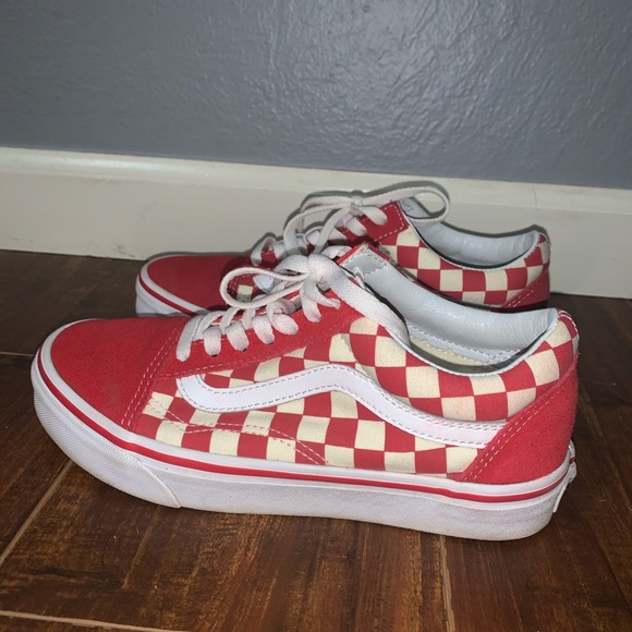 vans primary check old skool red